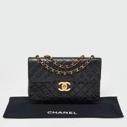 Chanel Black Quilted Lambskin Leather Maxi Vintage Classic Single Flap Bag