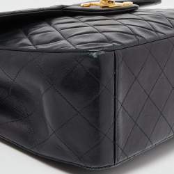 Chanel Black Quilted Lambskin Leather Maxi Vintage Classic Single Flap Bag