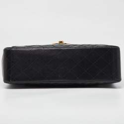 Chanel Black Quilted Lambskin Leather Maxi Vintage Classic Single Flap Bag