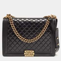 Chanel Black Quilted Leather Large Boy Flap Bag Chanel TLC