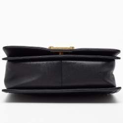 Pre Owned Chanel Black Python and Leather Medium Boy Flap Bag