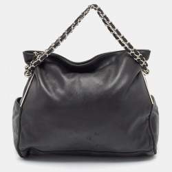 Pre Owned Chanel Black Leather Ultimate Soft Fold Over Bag