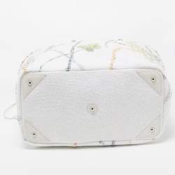 Pre Owned Chanel White/Multicolor Knitted Floral Fabric Large Drawstring Shopper Tote