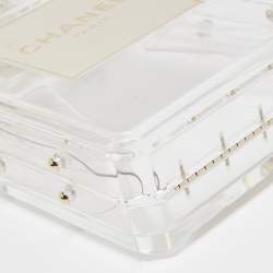 Pre Owned Chanel Clear/Gold Plexiglass Perfume Bottle Evening Bag