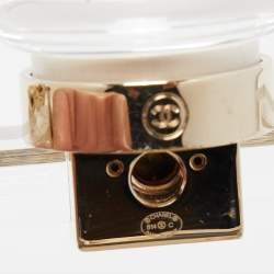 Pre Owned Chanel Clear/Gold Plexiglass Perfume Bottle Evening Bag