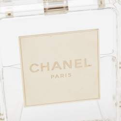 Pre Owned Chanel Clear/Gold Plexiglass Perfume Bottle Evening Bag