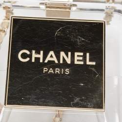 Pre Owned Chanel Clear/Gold Plexiglass Perfume Bottle Evening Bag