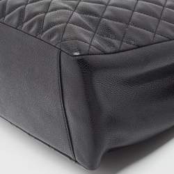 Pre Owned Chanel Black Quilted Caviar Leather Grand Shopping Tote