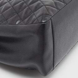 Pre Owned Chanel Black Quilted Caviar Leather Grand Shopping Tote