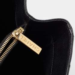 Pre Owned Chanel Black Quilted Caviar Leather Grand Shopping Tote