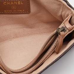 Pre Owned Chanel Bronze Leather Camelia Embossed Phone Pouch