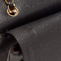Pre Owned Chanel Black Quilted Caviar Leather Jumbo Classic Double Flap Bag