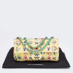 Chanel Yellow/Multicolor Valentine Canvas Small Classic Single Flap Bag