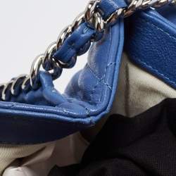 Pre Owned Chanel Blue Quilted Leather CC Flap Chain Around Bag