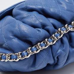 Pre Owned Chanel Blue Quilted Leather CC Flap Chain Around Bag