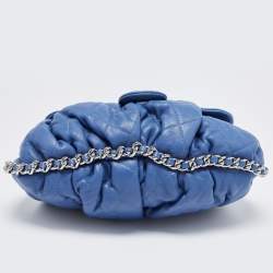 Pre Owned Chanel Blue Quilted Leather CC Flap Chain Around Bag