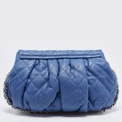 Pre Owned Chanel Blue Quilted Leather CC Flap Chain Around Bag