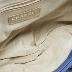 Pre Owned Chanel Blue Quilted Leather CC Flap Chain Around Bag