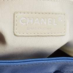 Pre Owned Chanel Blue Quilted Leather CC Flap Chain Around Bag