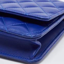 Pre Owned Chanel Blue Quilted Leather WOC Bag