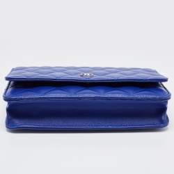 Pre Owned Chanel Blue Quilted Leather WOC Bag