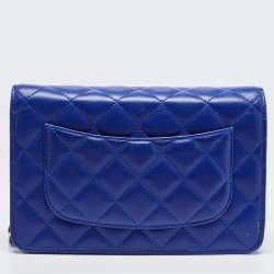 Pre Owned Chanel Blue Quilted Leather WOC Bag