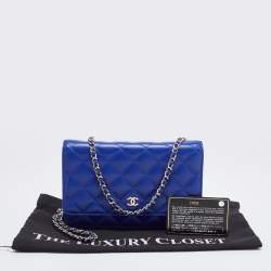 Pre Owned Chanel Blue Quilted Leather WOC Bag