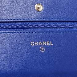 Pre Owned Chanel Blue Quilted Leather WOC Bag