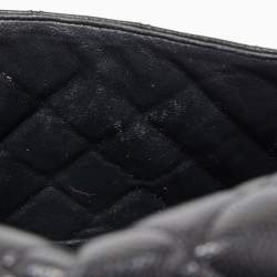 Pre Owned Chanel Black Quilted Caviar Leather Maxi Classic Single Flap Bag