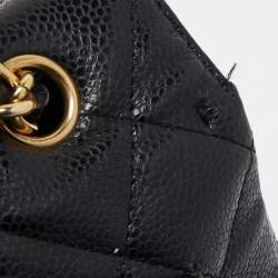 Pre Owned Chanel Black Quilted Caviar Leather Maxi Classic Single Flap Bag