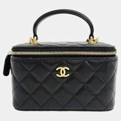 Pre Owned Chanel Lambskin Top Handle Vanity Bag