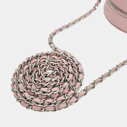 Pre Owned Chanel Pink Stitched Round Mini Cross Bag
