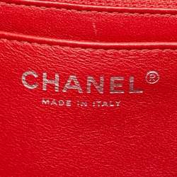 Chanel Red Patent Leather Chevron Jumbo Classic Flap Bag 