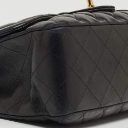 Pre Owned Chanel Black Quilted Leather Jumbo Classic Single Flap Bag