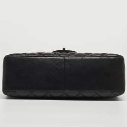 Pre Owned Chanel Black Quilted Leather Jumbo Classic Single Flap Bag