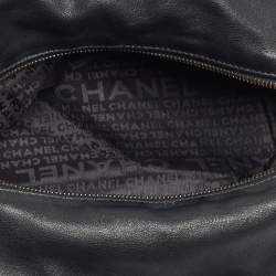 Pre Owned Chanel Black Leather And Calf Hair Boston Bag