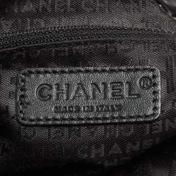 Pre Owned Chanel Black Leather And Calf Hair Boston Bag
