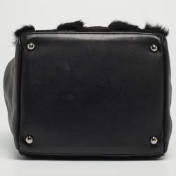 Pre Owned Chanel Black Leather And Calf Hair Boston Bag