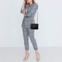 Pre Owned Chanel Black Quilted Satin Mini Classic Flap Bag 