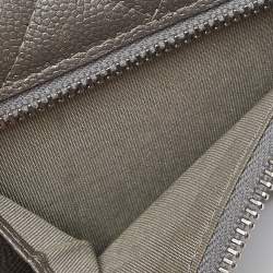 Chanel Silver Quilted Caviar Leather CC Trifold Wallet
