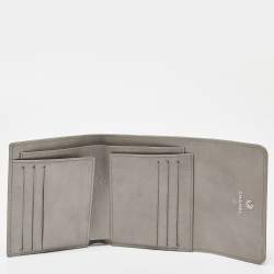 Chanel Silver Quilted Caviar Leather CC Trifold Wallet