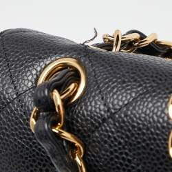 Pre Owned Chanel Black Quilted Caviar Leather Maxi Classic Double Flap Bag