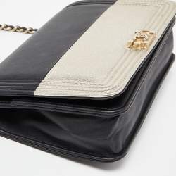 Chanel Black/Gold Leather Boy Wallet On Chain