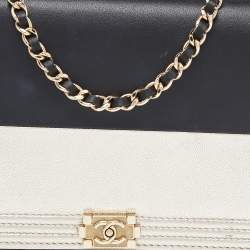 Chanel Black/Gold Leather Boy Wallet On Chain