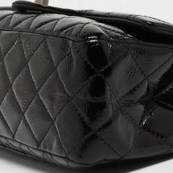 Pre Owned Chanel Black Quilted Patent Leather Reissue 2.55 Classic 227 Flap Bag