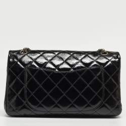 Pre Owned Chanel Black Quilted Patent Leather Reissue 2.55 Classic 227 Flap Bag
