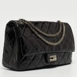 Pre Owned Chanel Black Quilted Patent Leather Reissue 2.55 Classic 227 Flap Bag