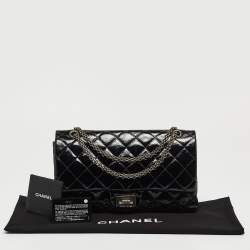 Pre Owned Chanel Black Quilted Patent Leather Reissue 2.55 Classic 227 Flap Bag