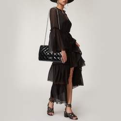 Pre Owned Chanel Black Quilted Patent Leather Reissue 2.55 Classic 227 Flap Bag