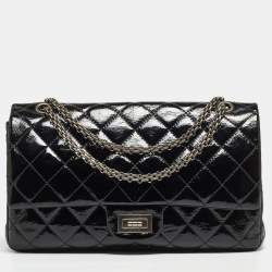 CHANEL #35405 Black Patent Leather Mademoiselle Camera Bag